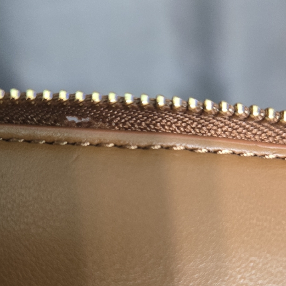 Coach Tan/Brown Signature Zip Wallet Wristlet - Picture 4 of 16